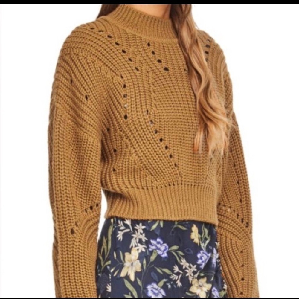 Elizabeth and James Brown Open Stitch Sz M | Bohemian Preppy Lightweight Knit